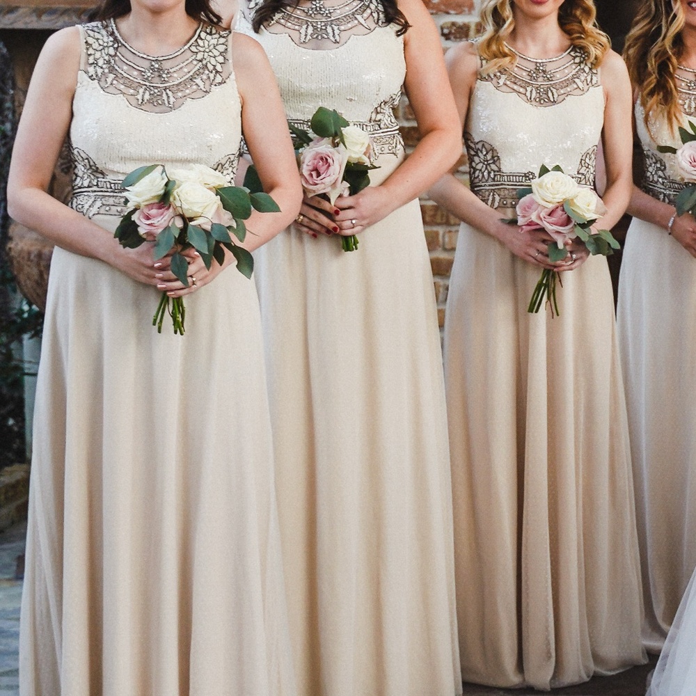 Adrianna Papell Illusion Beaded Botice Gown size 0